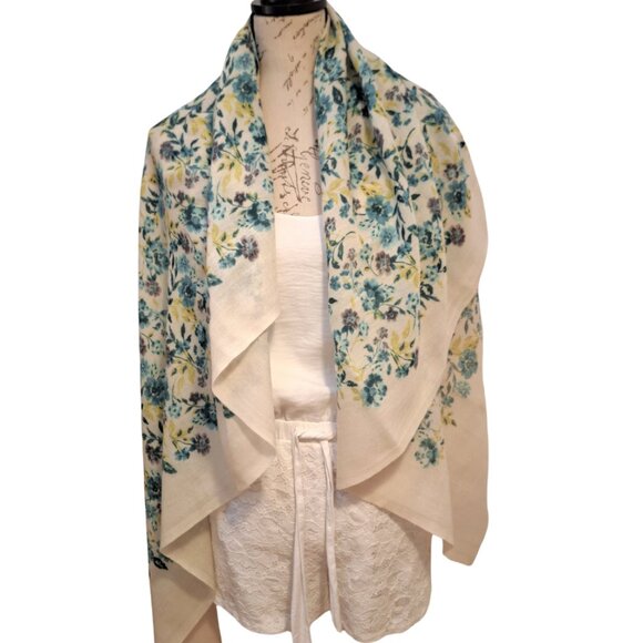 Vintage Banana Republic Womens Scarf Floral - Boho Cottagecore Feminine - Picture 3 of 7